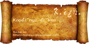 Kopányi Ákos névjegykártya